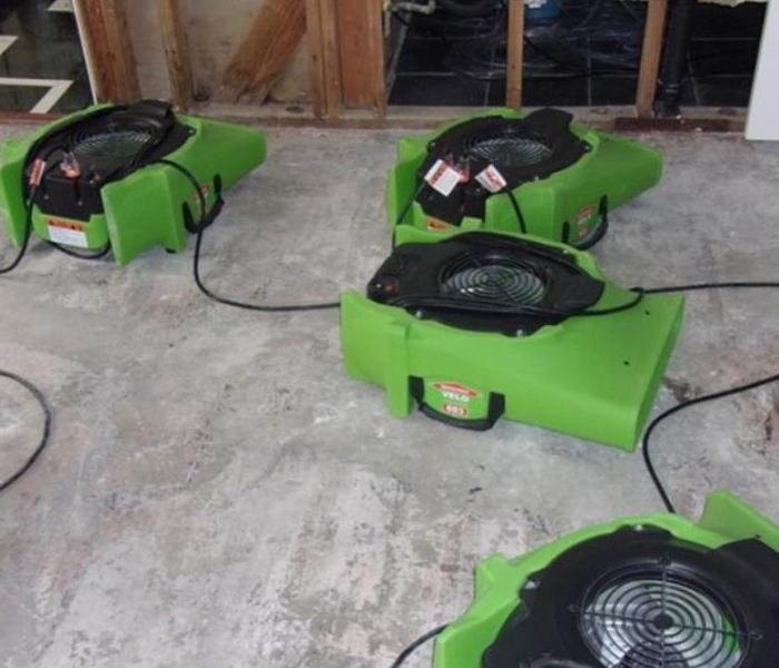 SERVPRO of Santee Lakeside technicians use high-powered dehydration fans in bedroom and bathroom to dry out water damage