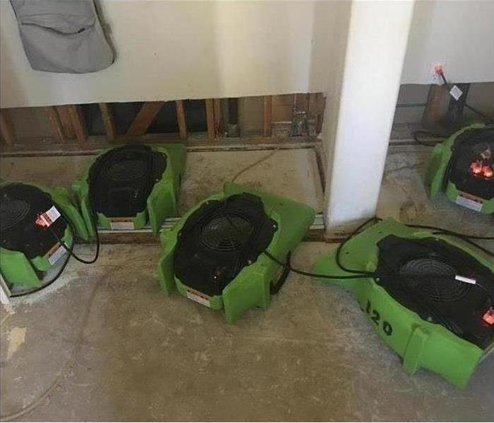 Ramona home has water damaged drywall and SERVPRO Santee Lakeside team sets out dehydration fans to repair water damage